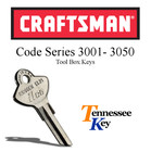 Craftsman toolbox keys / Select your key code / Series 3001 - 3050