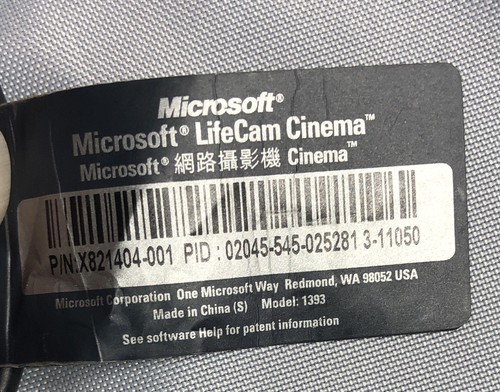 Microsoft LifeCam 1393 - Cinema HD Webcam, Black - X821404001 - Preowned - Picture 11 of 16
