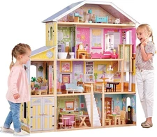 Majestic Mansion Wooden Dollhouse with 34-Piece Accessories