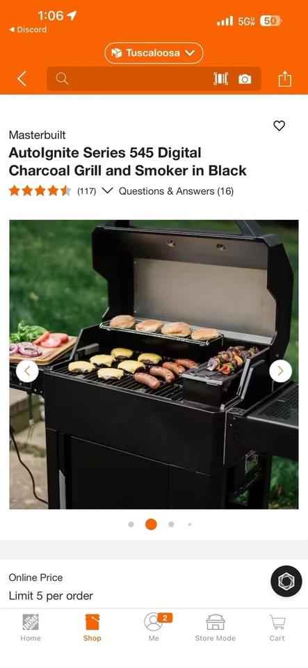 AutoIgnite Series 545 Digital Charcoal Grill and Smoker in Black - Image 2 of 3