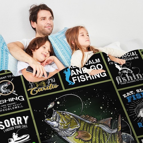 Fish Blanket - Plush Fishing Gifts for Men & Women Unique & Funny 60"x50" - Picture 4 of 6