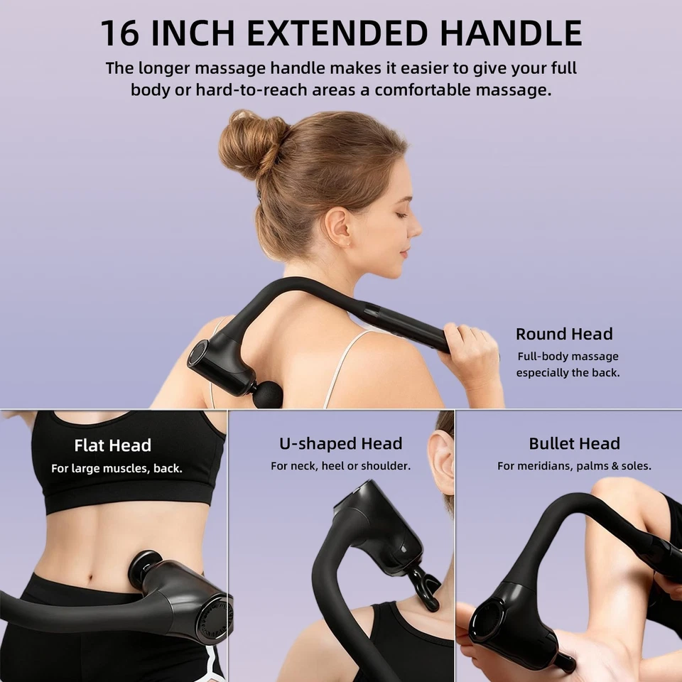 iKyoor Massage Gun Brushless Exended Handle Deep Tissue Electric Massage Hammer - Image 3 of 4