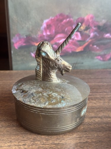 Paar Vintage Messing Einhorn Schmuckschatullen - Mystisches Dekor Schmuck Aufbewahrung - Bild 9 von 9