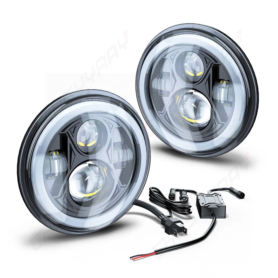 For Oldsmobile Cutlass Supreme 1973-1975 RGB 7" Inch Round LED Headlights Halo - Image 2 of 4