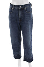 Everlane Womens Straight Leg Zip Up The Way High Jeans Blue Cotton Size 29