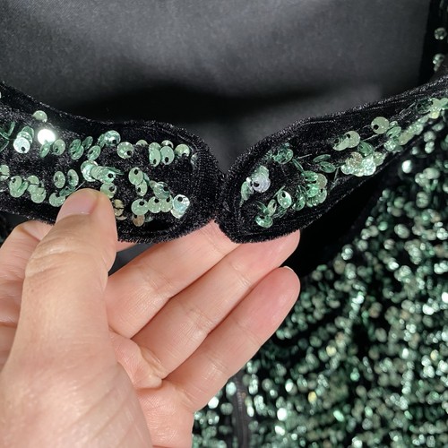 Bardot Lilia Sequin Dress Size XL Long Sleeve Mini Green Sparkly Cocktail Party - Picture 13 of 21