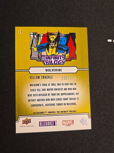 2023 Marvel Allegiance Infinity Trilogy WOLVERINE Yellow Crack /149 Read Descrip - Picture 2 of 3