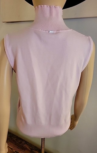 St John Cashmere Pink Twin Set Tank Cardigan Womens Size P Small **Flaw** - Picture 8 of 23