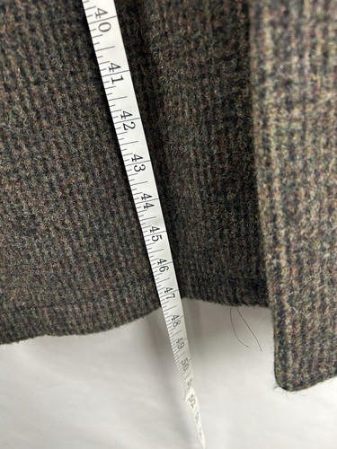 VTG Eddie Bauer Tweed Overcoat Jacket Mens Small Wool Leather Collar Trench Coat - Picture 13 of 16