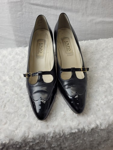 Vintage Enzo Angiolini Sheloon Mary Jane Kitten Heel Womens US 10M Black Leather - Picture 2 of 22