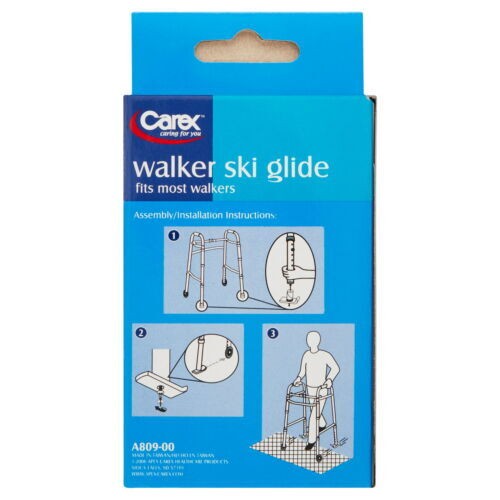Carex Walker Ski Glides Fits Most Walkers Easy To Install White 1 Pair Pack of 2 - Picture 5 of 5