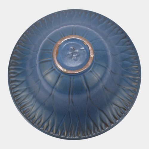 Marblehead Pottery Mottled Blue Arts And Crafts Tree Of Life Flared Rim Bowl - Picture 6 of 6