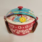 Pioneer Woman Fancy Flourish Mini Cocotte with Lid 16 oz 1 qt