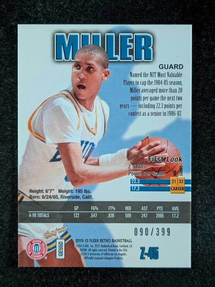 2012-13 Fleer Retro Basketball REGGIE MILLER 90/399 Z Force UCLA Bruins #Z-45 - Image 2 of 3
