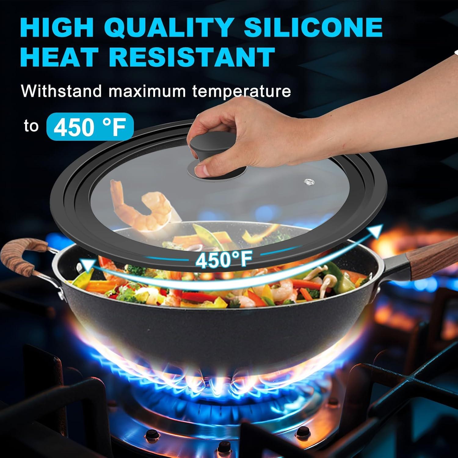 Universal Lids For Pots, Pans And Skillets, Fits 7 , 8 , 9 , 10 , 11 , 12 Pan (2