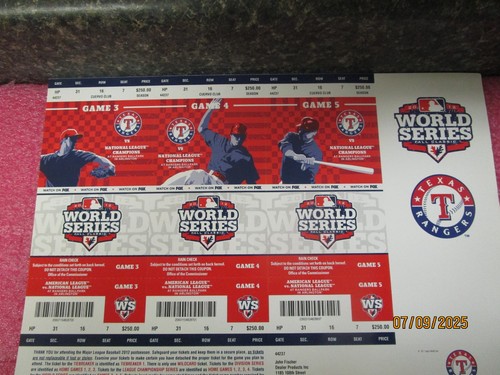 2012 Texas Rangers World Series Tickets Spiel 3/4/5 -mit Rain Check Tickets - Bild 6 von 10