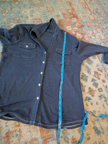 J.Mclaughlin Womens XS Brynn Linen Blend Top Blue Stretch Button Down Pockets 76 - Bild 11 von 12