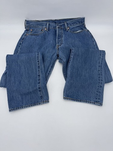 Levi’s 501 Button Fly Straight Leg Jeans Men’s 33x34 EUC Blue Denim - Imagen 5 de 14