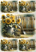 Sunflower Gardening | A4 Rice Paper | Paper for Decoupage | Decoupage Creatives