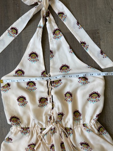 GB Gianni Bini Neckholder Strampler Damen M beige Boho Paisley Quaste hinten offen zum Binden - Bild 3 von 10