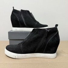 Steve Madden Womens Sz 10M Black Suede Hidden Wedge Boots Sneakers Shoes