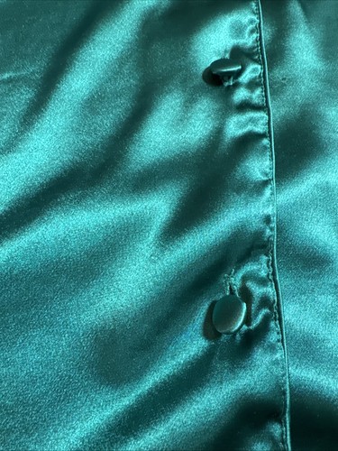 Vtg Victorias Secret Pj SMALL Emerald Green Satin Slinky Gold Label Night Shirt - Picture 6 of 9