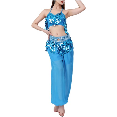 Womens 2-piece Samba Set Backless Dancewear Dance Outfits Lace-up Tassel Stage - Picture 88 of 96