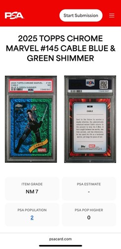 2025 Topps Chrome Marvel Cable Blue and Green Shimmer /199 PSA 7 - Picture 4 of 4