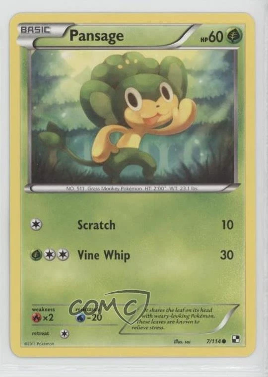 2011 Pokemon Black & White Pansage #7 00lg