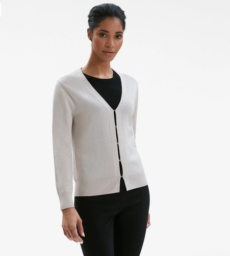 MM LaFleur The Billie Strickjacke Beige Neutral Strick Gold Haken Ösen Größe L - Bild 2 von 14