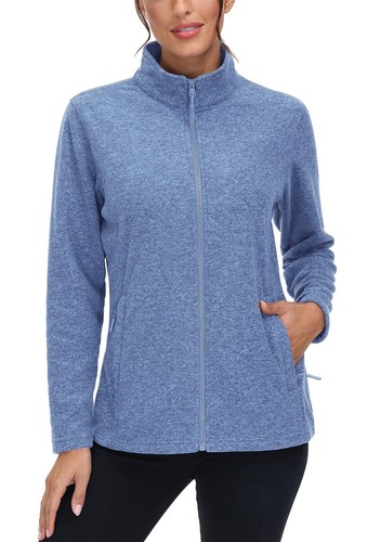 Women's Winter Warm Fleece Full Zip Jacket Lightweight Stand Collar Soft Jackets - Picture 76 of 138