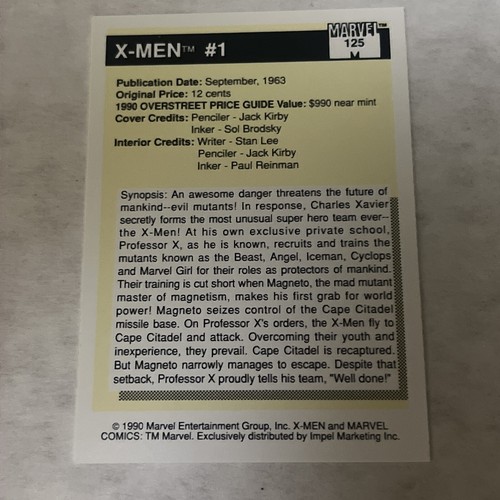 1990 Impel Marvel M.V.C. The X-Men Trading Card - Bild 2 von 2