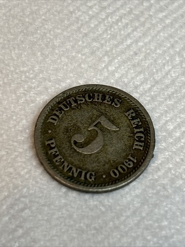 1900-D GERMANY 5 PFENNIG DEUTSCHES REICH 1900 D German World Coin - Picture 2 of 3