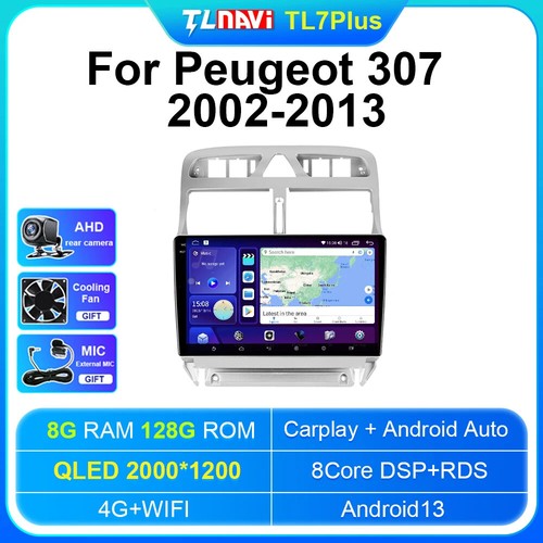 Android Carplay Lecteur Multimédia GPS 4G+WIFI vente en gros Écran Split pour Peugeot 307 02-13