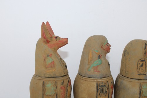 4 RARE ANCIENT EGYPTIAN ANTIQUE 4 CANOPIC Jars Mummification Horus Sons (B03+) - Picture 13 of 17