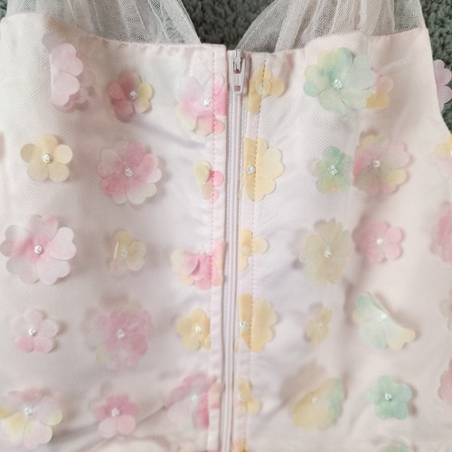 Us Angels 3D Floral Fit & Flare Dress Girls' 10 Pink/Yellow V-Neck Tulle Strap - Picture 8 of 12