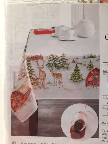 Benson Mills Easy Care Spill Proof Tablecloth County Holiday 60" x 120" New - Picture 5 of 7
