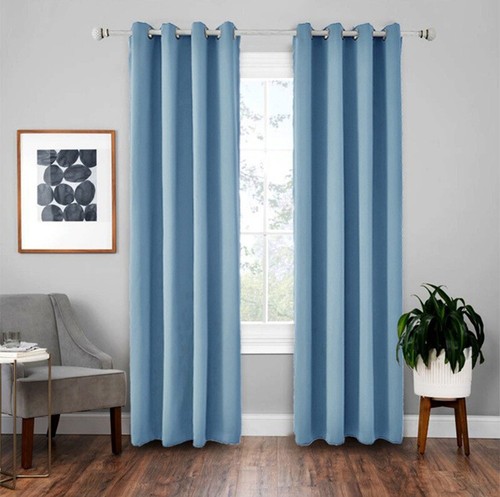 1Pair Blockout Curtains Blackout Window Curtains Fabric Pair Eyelet for Bedroom - Picture 22 of 23