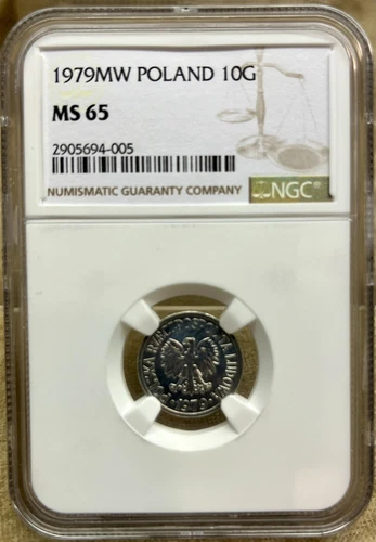 Poland 1979 MW 10 Groszy NGC MS 65 Aluminum 
