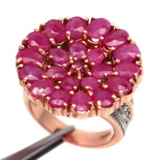 Gemstone Heated Pink Ruby  White Zircon Jewelry Ring 925 Silver Size 6.75