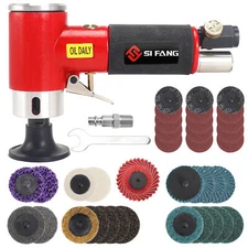 36PC Mini Orbital Air Sander Pneumatic Polishing Machine Set Buffer Dual Action