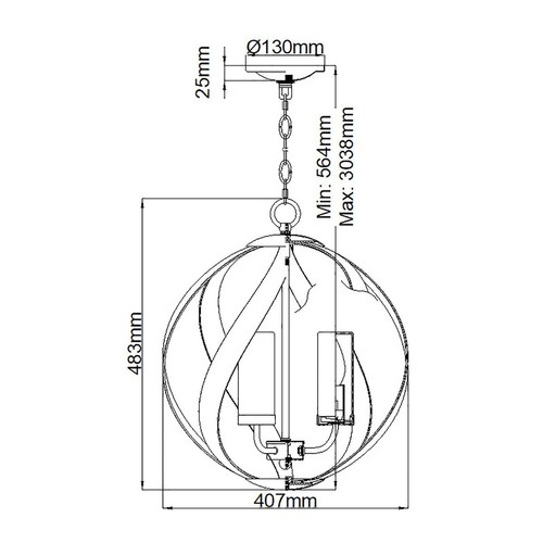 Hängelampe außen Kugelschirm Metall Glas 3x E14 IP44 Schwarz Antik Weiß Leuchte - Bild 6 von 6