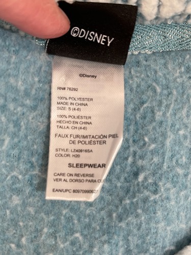 Disney Sleepwear Pajama Top Stitch Size 4-6 Juniors Blue Sherpa Long Sleeve - Picture 6 of 7