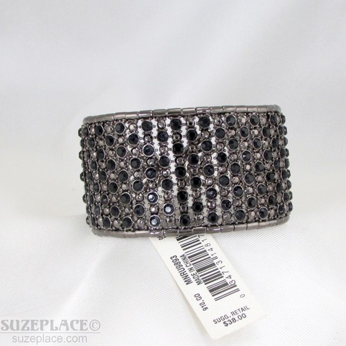 MONET GUN METAL TON SCHWARZ STRASS MANSCHETTE ARMBAND NEU MIT ETIKETT $ 38 - Bild 3 von 4