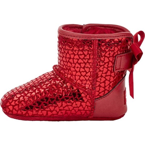 NEW UGG Baby Jesse Bow Hearts Short Boots Size 4/5 Metallic Red - Picture 2 of 8