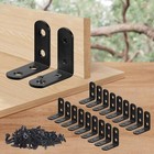 20 PCS L Brackets Corner Braces Sets Black Stainless Steel 90 Degree Right Angle