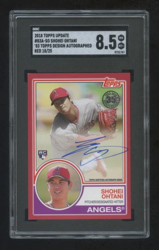 SGC 8.5 Shohei Ohtani 2018 TOPPS RC AUTOGRAPH 1983 SSP RED #ED 10/25 VERY RARE !