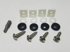 ANTI-THEFT LICENSE PLATE SECURITY SCREWS STAINLESS MOUNTS SNAP CAPS INSERTS KIT