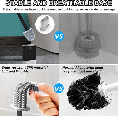 Spazzola WC in Silicone con Supporto | Design Pulizia Profonda e Igienico - Foto 4 di 8