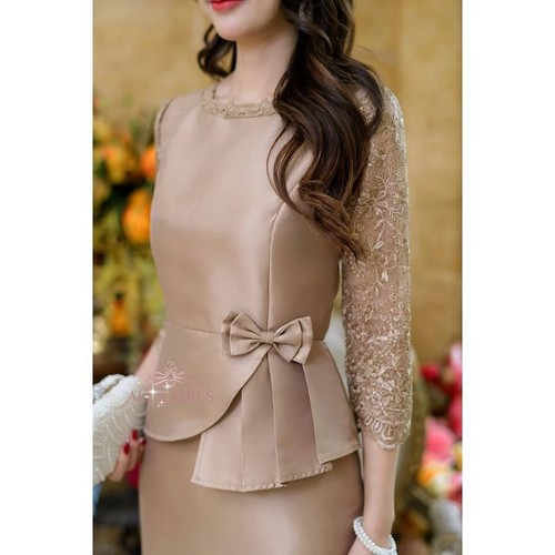 Dress Silk Cocktail Thai Party Women Wedding Glam Skirt Blouse Gown Short Lace - Picture 5 of 13
